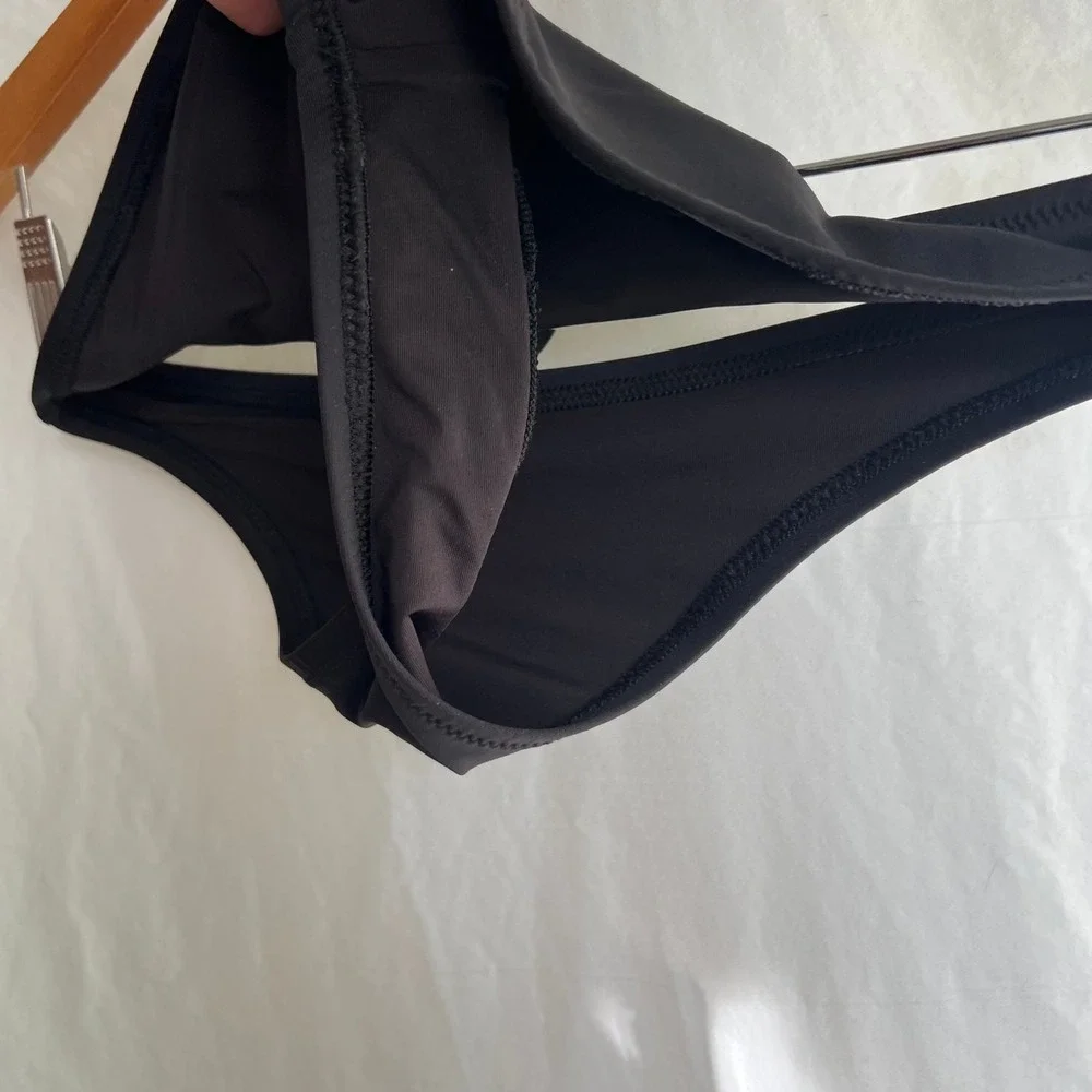 Skims Signature Swim Dipped Mid Coverage Bottom Onyx Black XS Bikini Bottoms